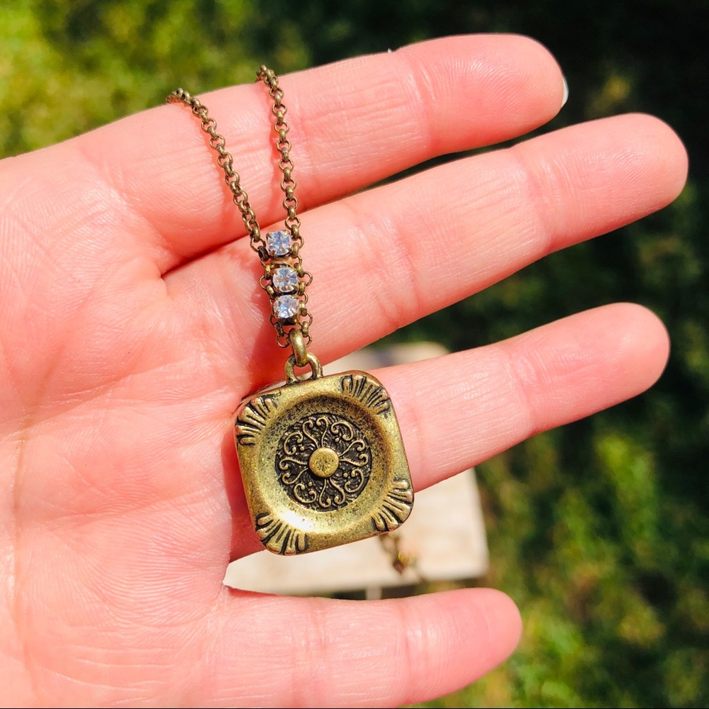 Fossil square necklace